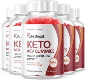 5-Pack Life Boost Keto ACV Gummies - Vegan, Weight Loss Supplement (300 Gummies)