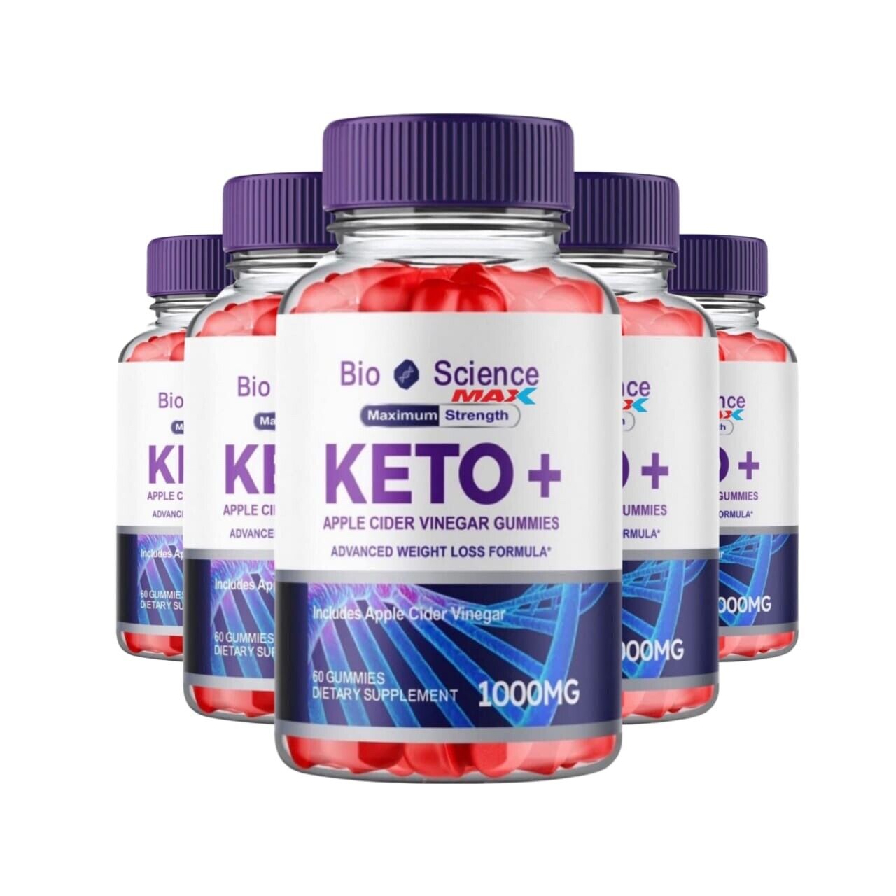 5-Pack Bio Science Keto Max Gummies, Bioscience Max ACV Gummies (300 Gummies)