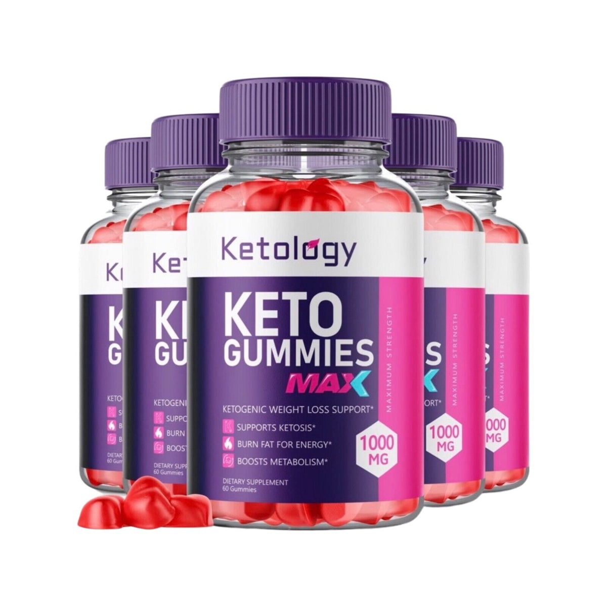 5-Pack Ketology Keto Gummies Max - Advanced Weight Loss, Vegan(300 Gummies)