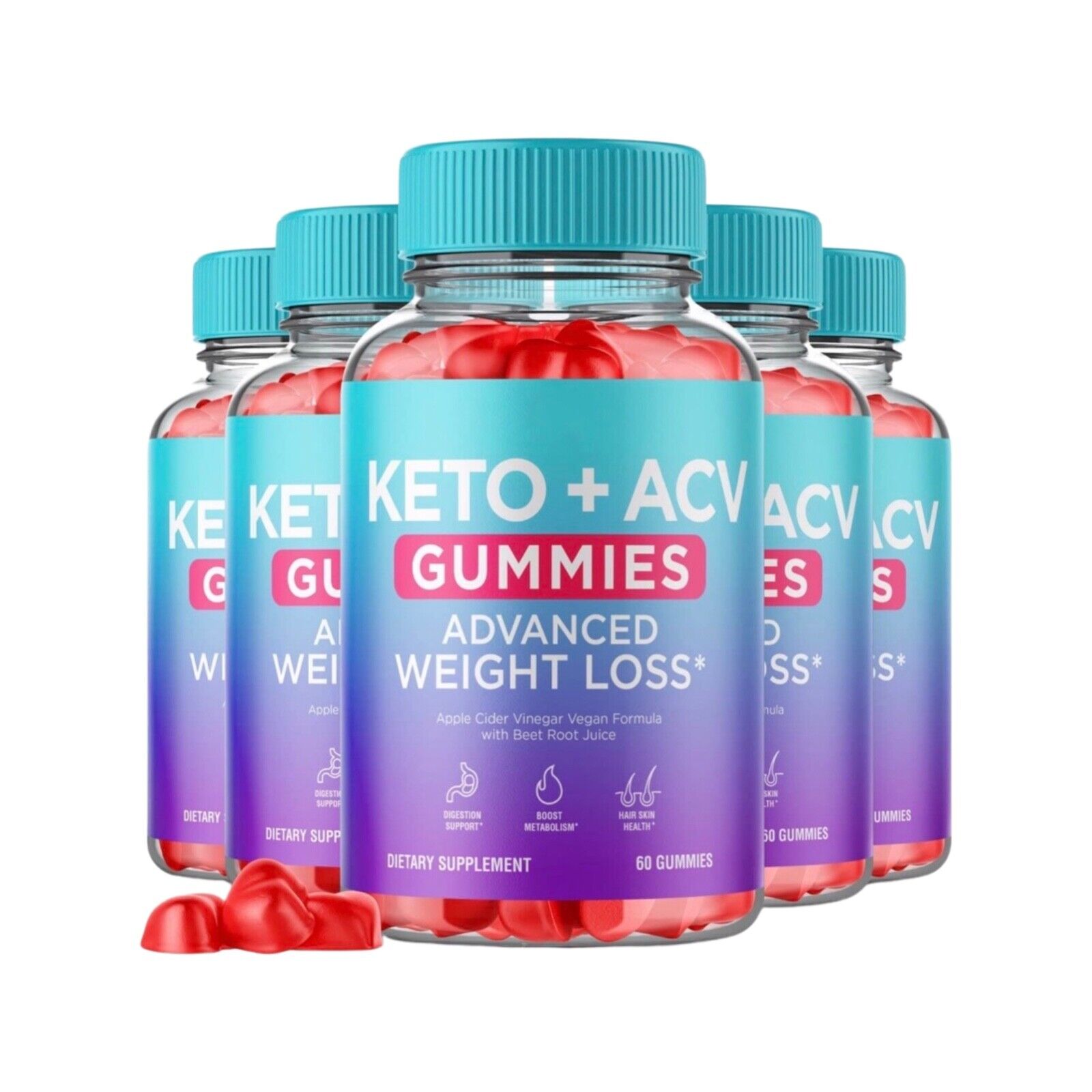 5-Pack Keto ACV Gummies, Keto+ACV, Apple Cider Vinegar Gummies (300 Gummies)