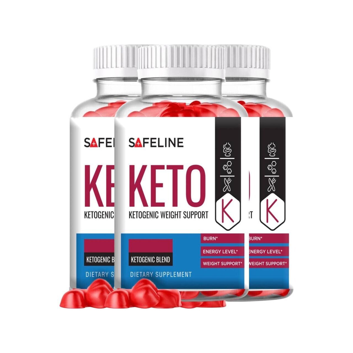 (3 Pack) Safeline Keto Gummies, Safe line Keto ACV Gummies (180 Gummies)