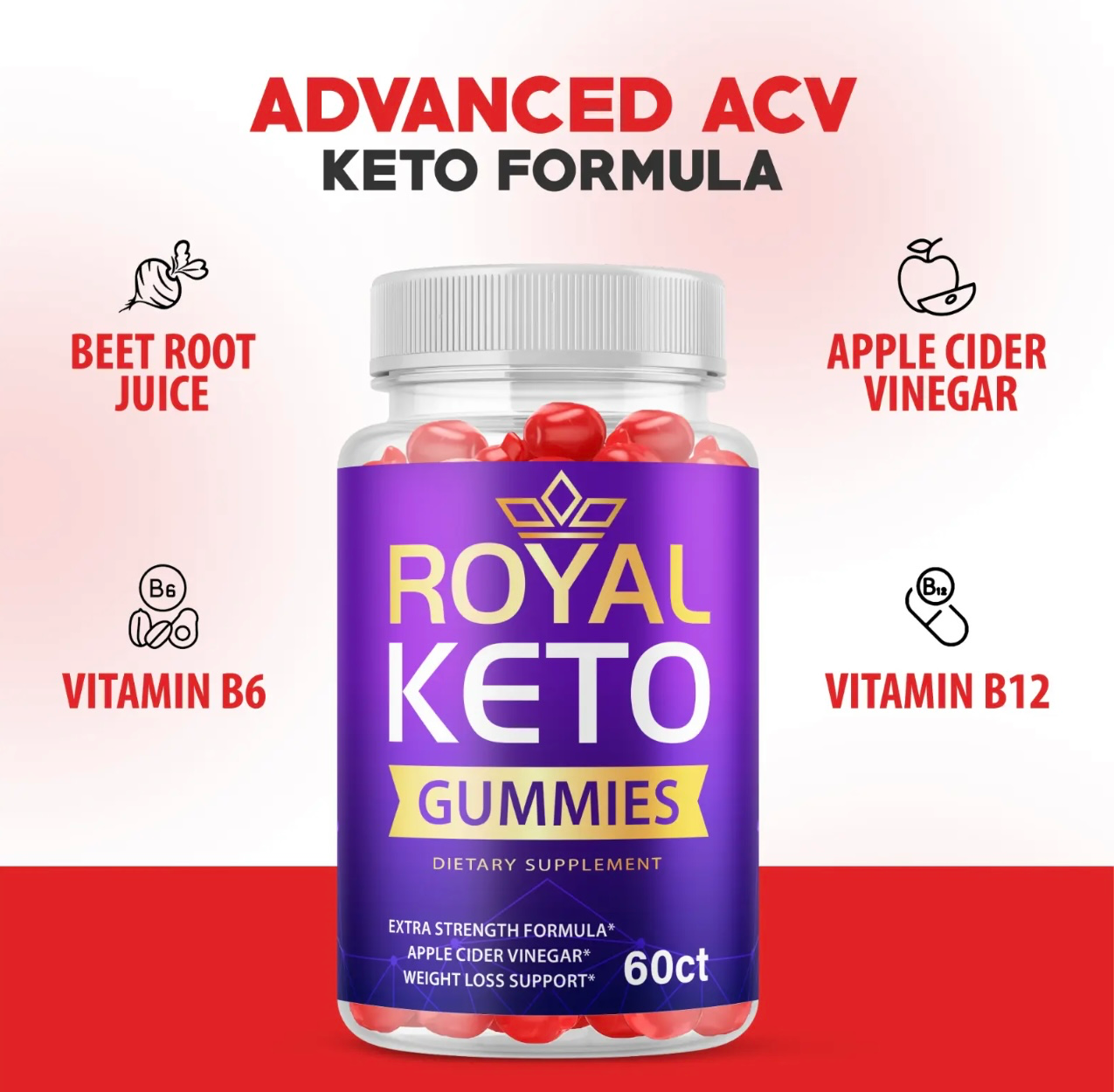 Royal Keto Gummies - Advanced Weight Loss, Vegan, Non GMO (60 Gummies)