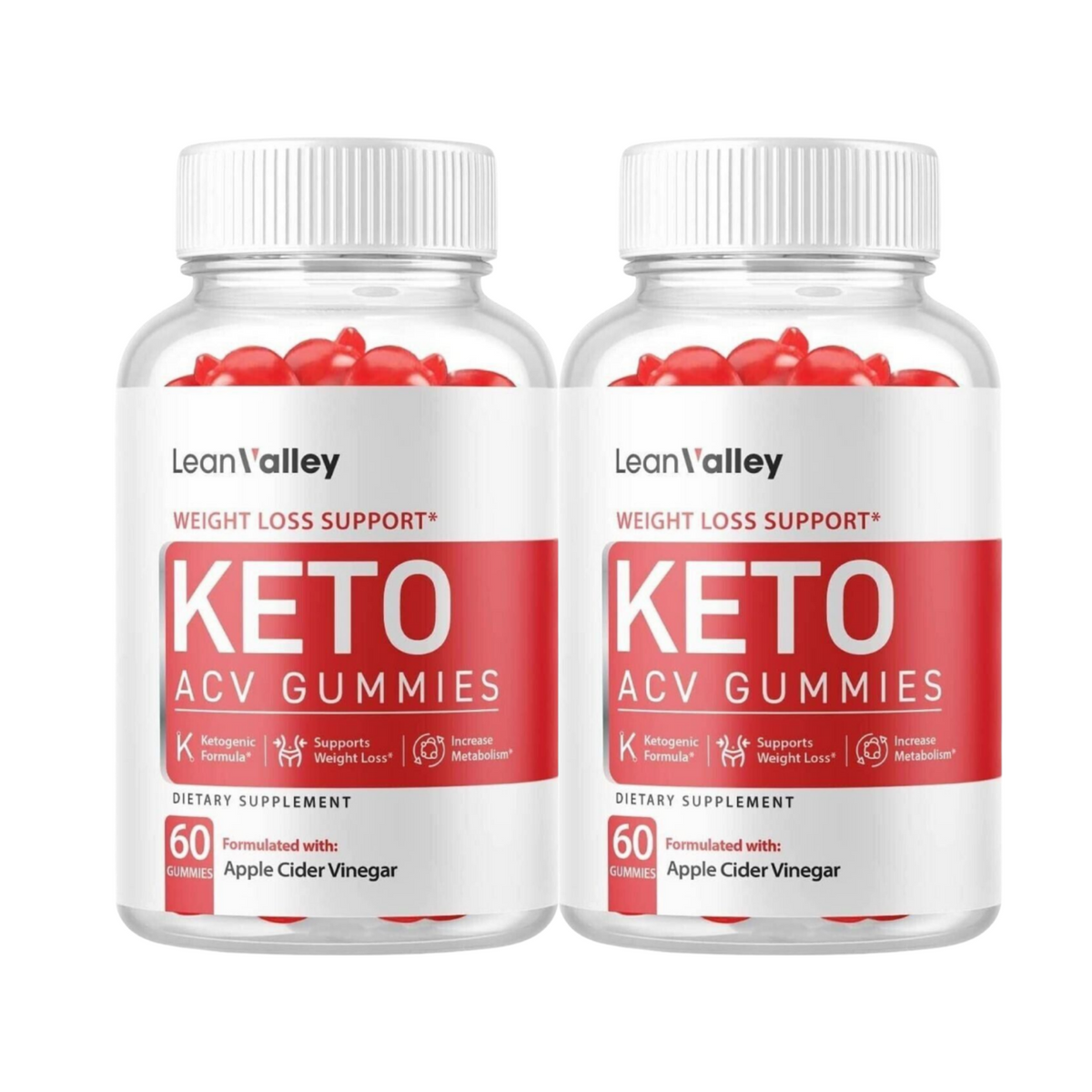 2-Pack Lean Valley Keto ACV Gummies, Weight Loss, Vegan, Fat Burner-120 Gummies