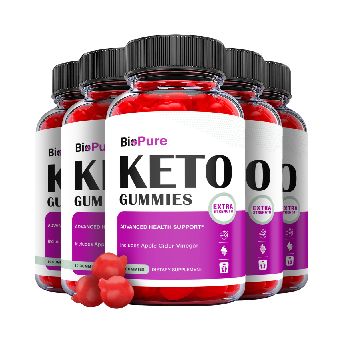 5-Pack BioPure Keto Gummies - Bio Pure Keto ACV Gummies Weight Loss-300 Gummies