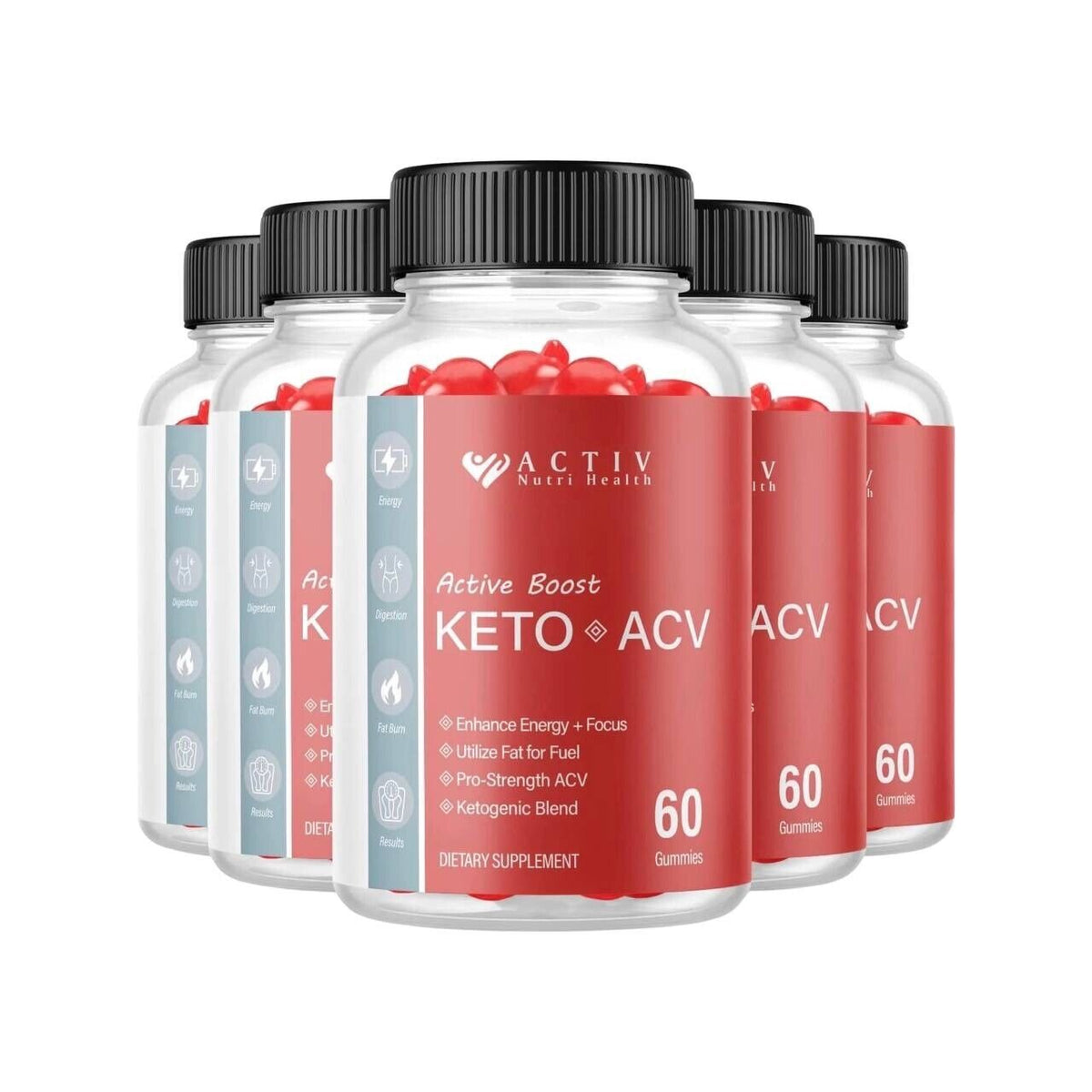 5-Pack Activ Keto ACV Gummies, Active Boost Keto ACV Supplement (300 Gummies)