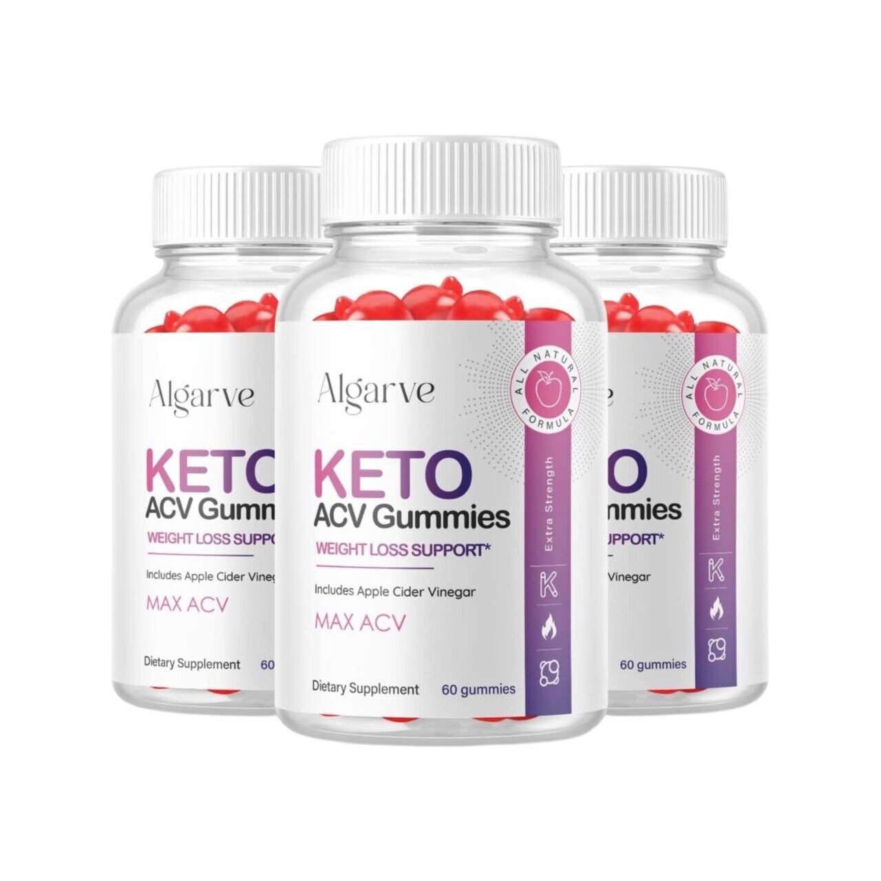 3-Pack Algarve Keto ACV Gummies - Advanced Weight Loss, Vegan (180 Gummies)