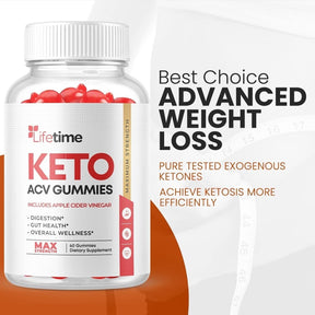 5 Pack- Lifetime Keto ACV Gummies, Vegan, Weight Loss Supplement - 300 Gummies