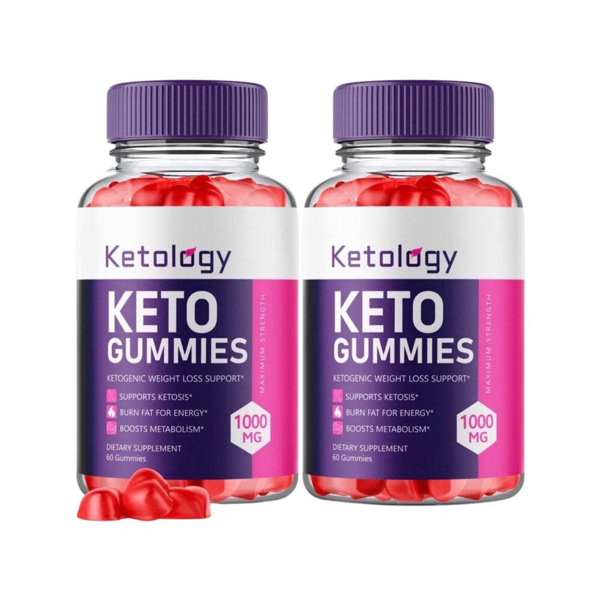 2-Pack Ketology Keto Gummies - Advanced Weight Loss, Vegan, Non GMO(120 Gummies)