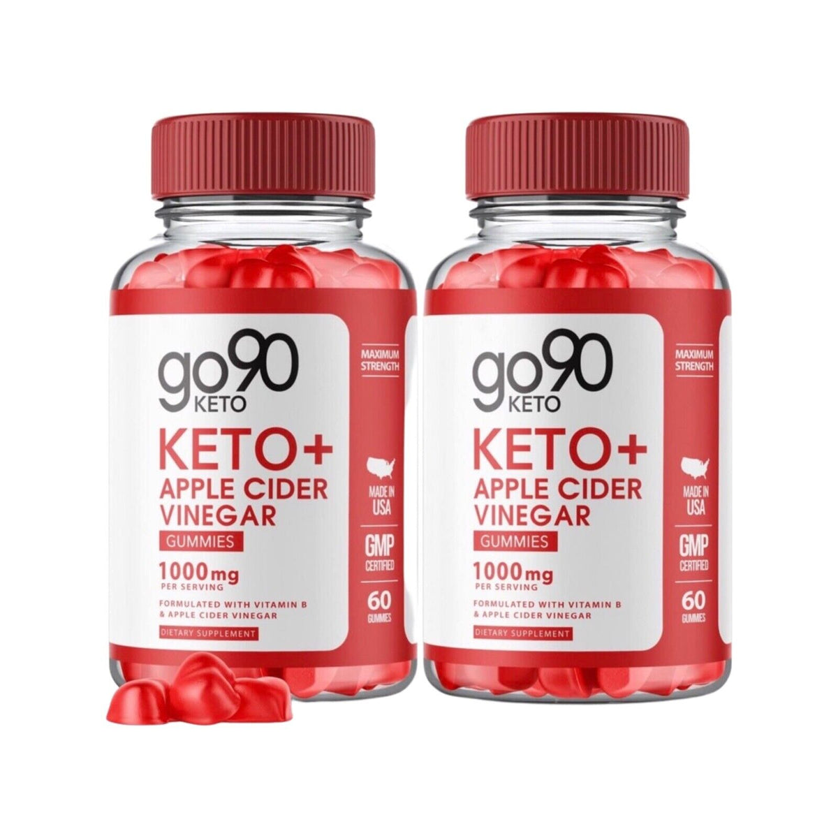 2-Pack Go90 Keto ACV Gummies - Vegan, Weight Loss Supplement - 120 Gummies