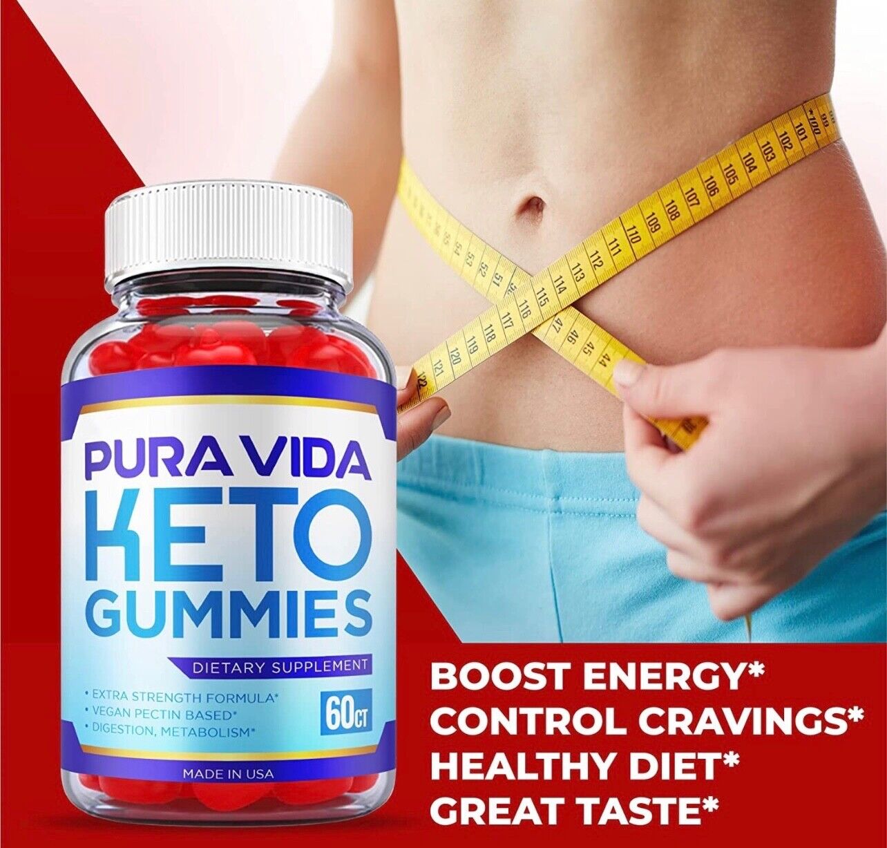 2-Pack Pure Vida Keto Gummies, Vegan, Fat Burn, Weight Loss Gummies-120 Gummies