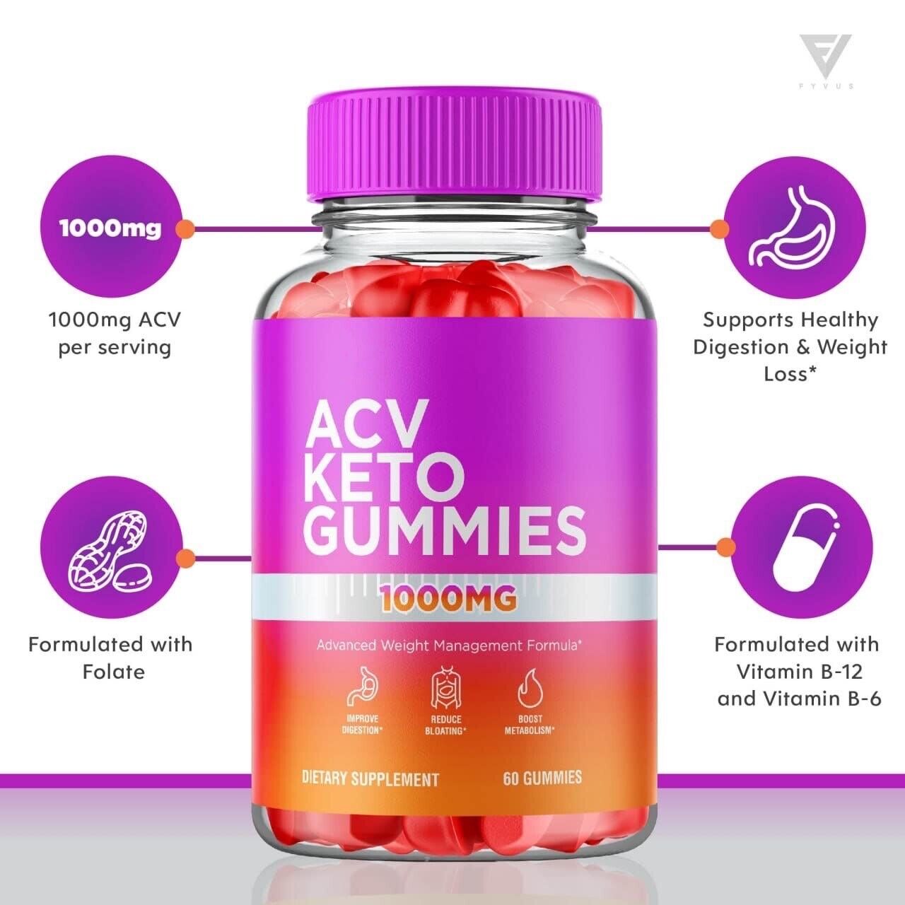 3-Pack ACV Keto Gummies,ACV+Keto, Apple Cider Vinegar Gummies (180 Gummies)