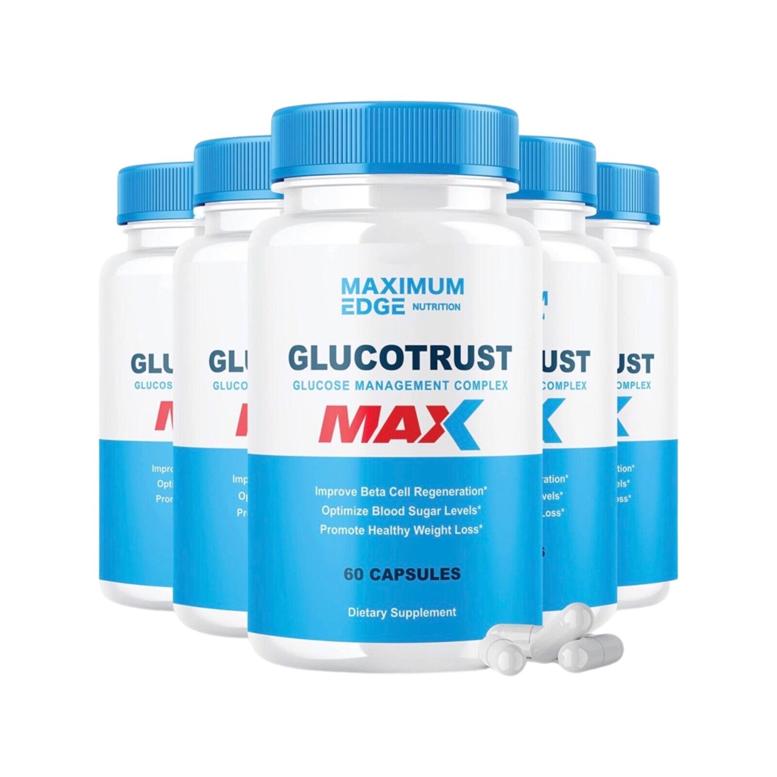 5-Pack Glucotrust Max, Glucose Management, Gluco Trust Supplement (300 Capsules)