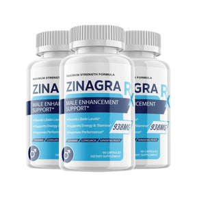 3-Pack Zinagra Rx Capsules, Vegan, Extra Strength Formula Pills for Men-180 Caps