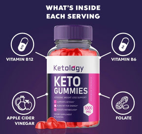 3-Pack Ketology Keto Gummies - Advanced Weight Loss, Vegan, Non GMO(180 Gummies)