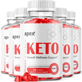 (5 Pack) Apex Keto Gummies, Ketos Apple Cider Vinegar Gummies (300 Gummies)