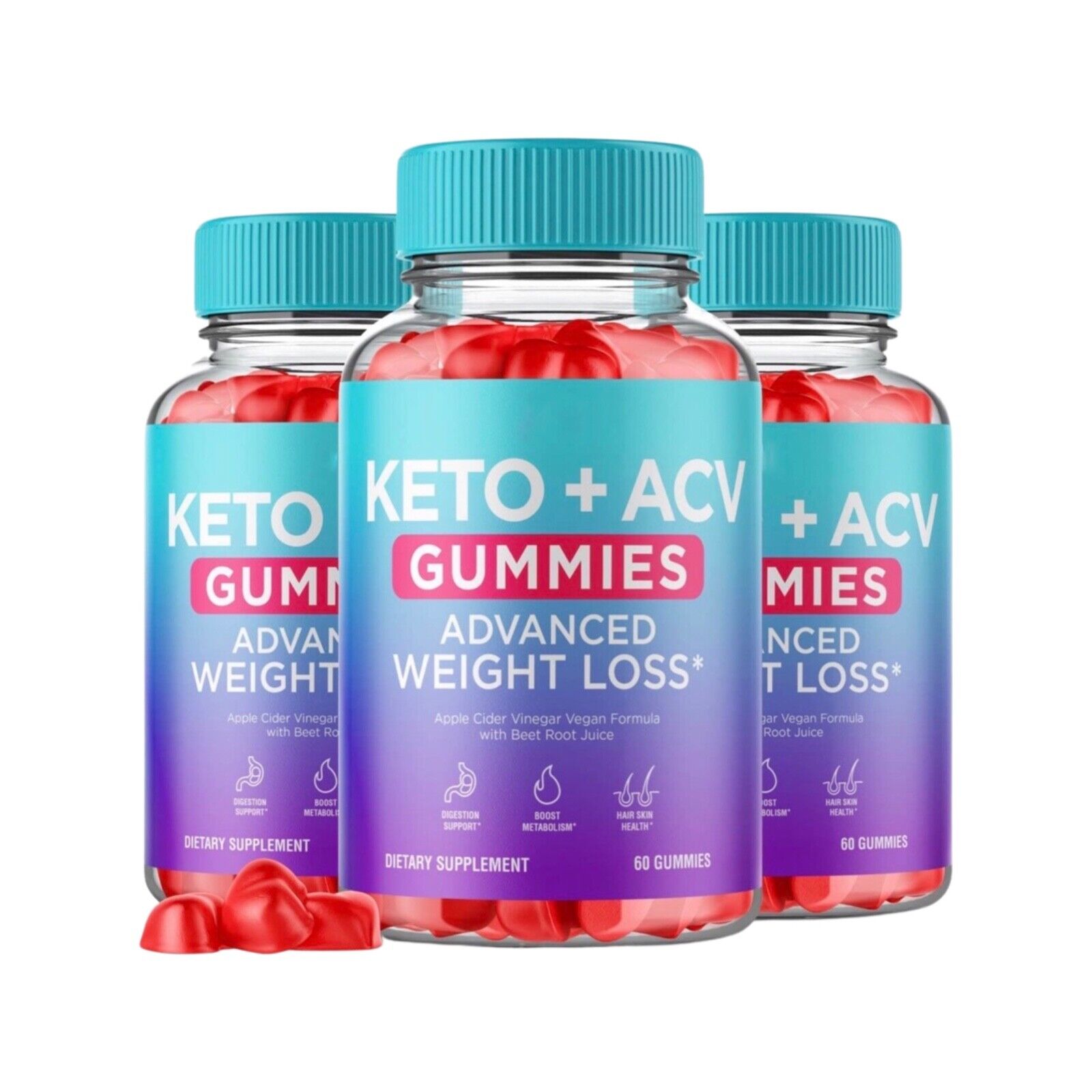 3-Pack Keto ACV Gummies, Keto+ACV, Apple Cider Vinegar Gummies (180 Gummies)