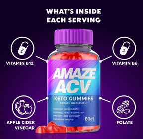 5-Pack Amaze ACV Keto Gummies - Vegan, Weight Loss Supplement - 300 Gummies