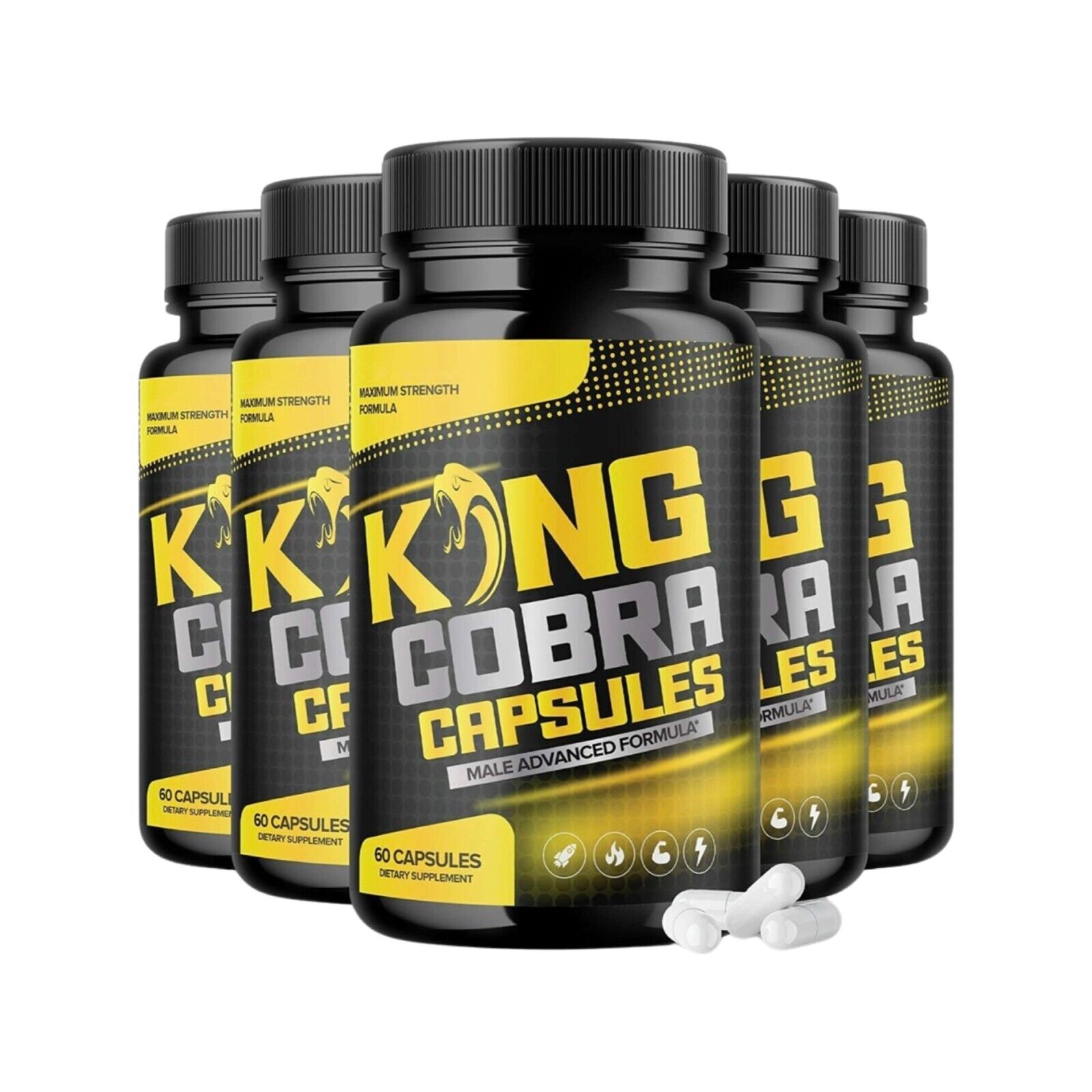 5-Pack King Cobra Capsules Extra Strength Formula Pills for Men-300 Capsules