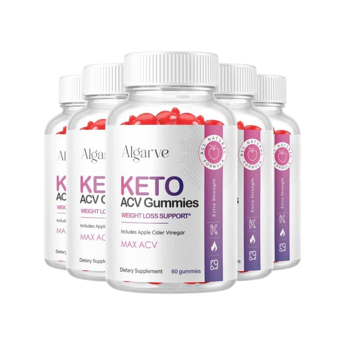 5-Pack Algarve Keto ACV Gummies - Advanced Weight Loss, Vegan (300 Gummies)