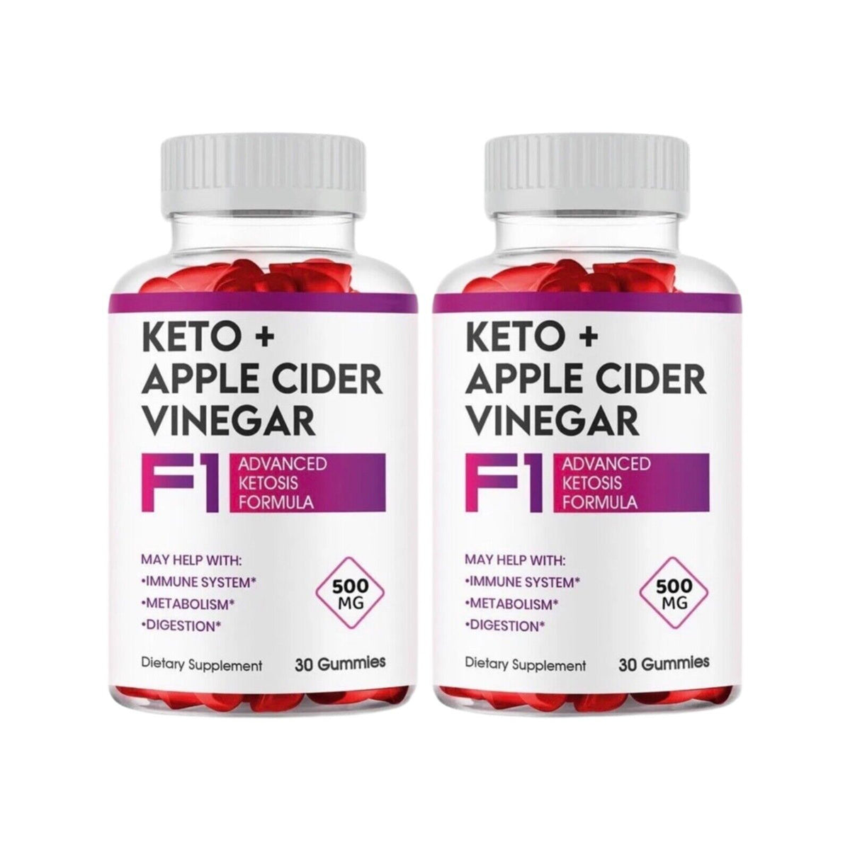 2-Pack F1 Keto ACV Gummies, Weight Loss, Fat Burner, Vegan - 120 Gummies