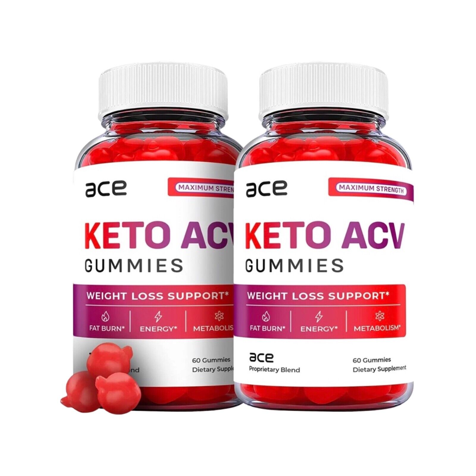 2-Pack Ace Keto Gummies - Ace Keto ACV Gummies Weight Loss, Vegan - 120 Gummies