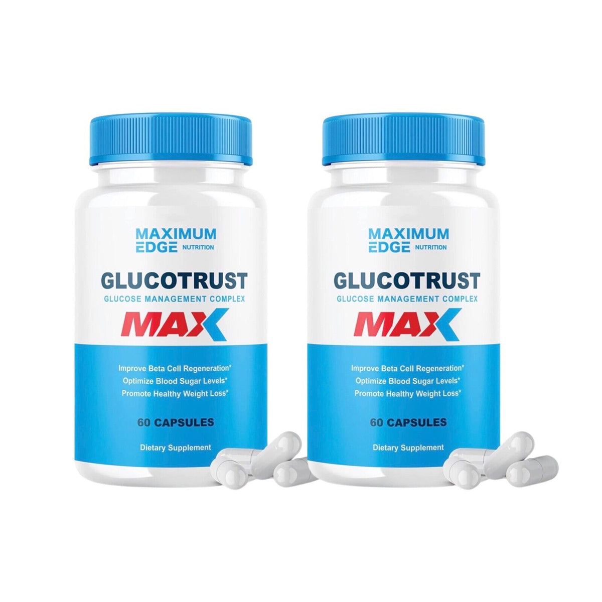 2-Pack Glucotrust Max, Glucose Management, Gluco Trust Supplement (120 Capsules)