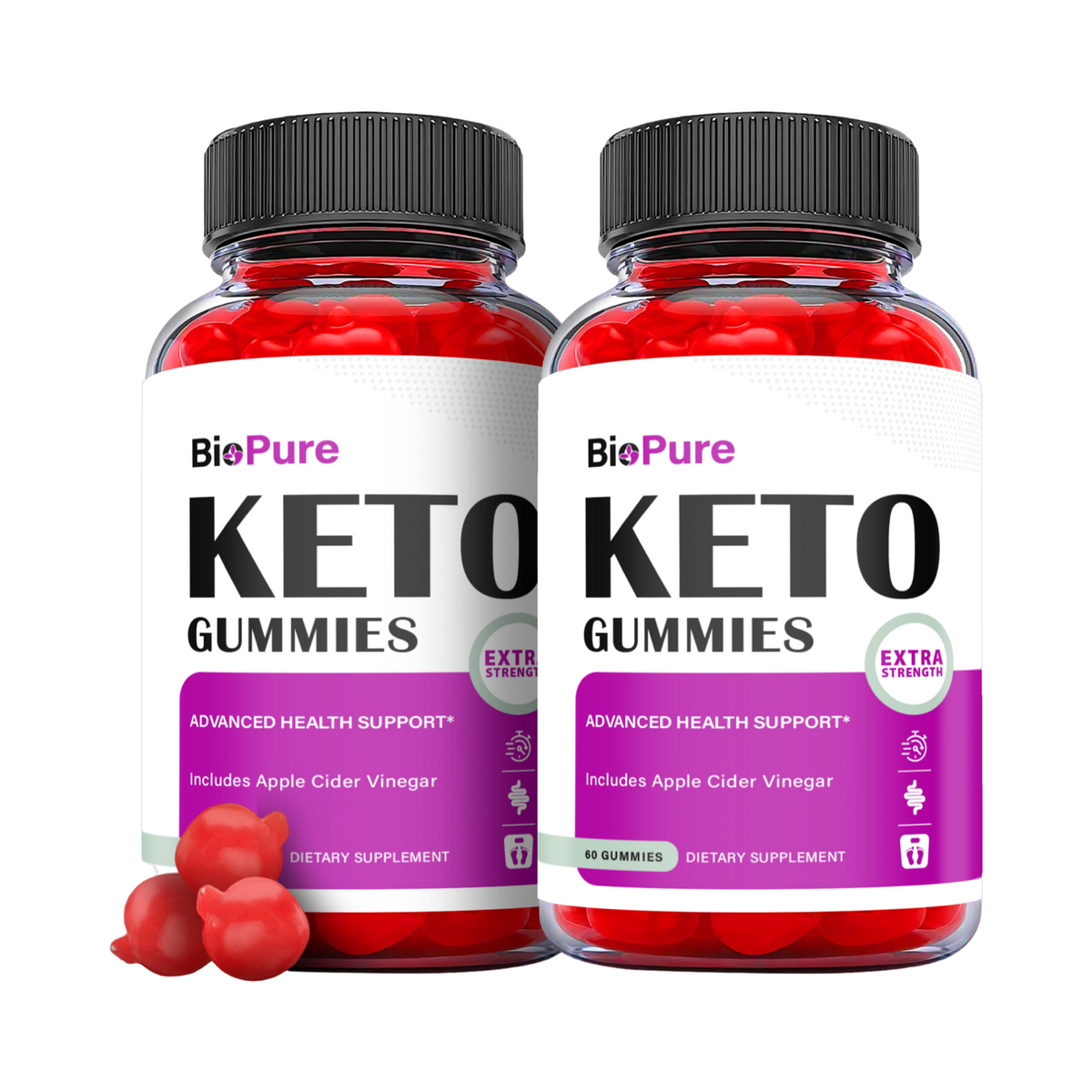 2-Pack BioPure Keto Gummies - Bio Pure Keto ACV Gummies Weight Loss-120 Gummies