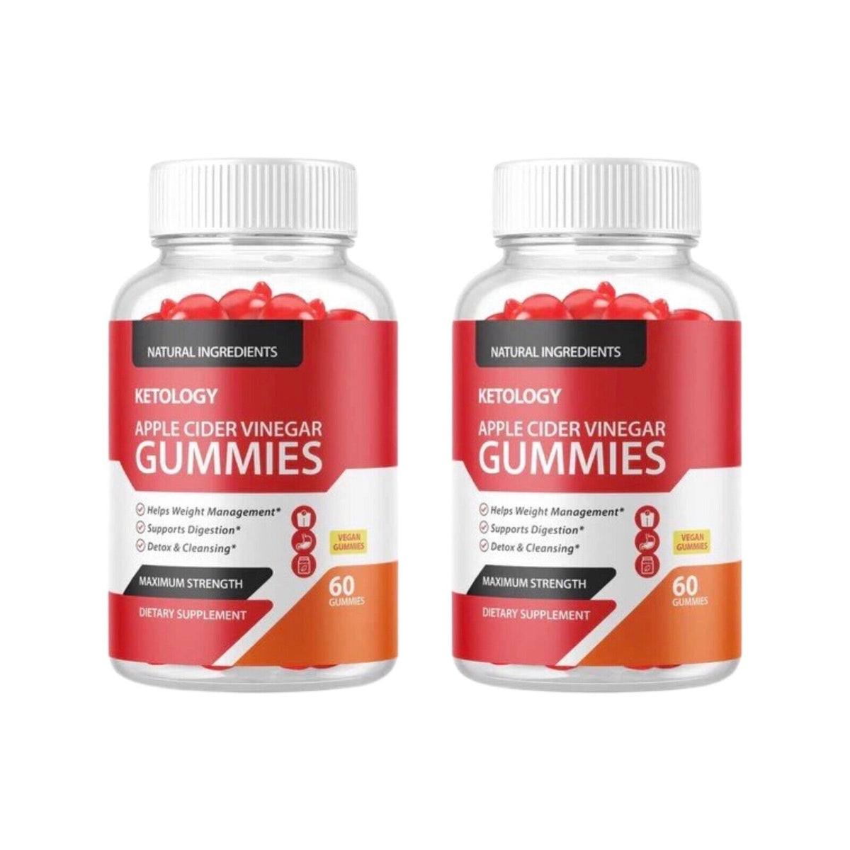 2-Pack Ketology Keto ACV Gummies - Advanced Weight Loss, Vegan (120 Gummies)