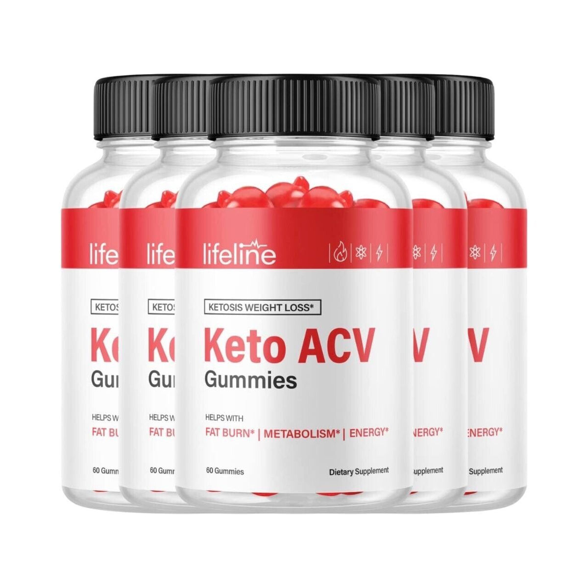 (5 Pack) Lifeline Keto ACV Gummies, Weight Loss, Keto Gummies - (300 Gummies)