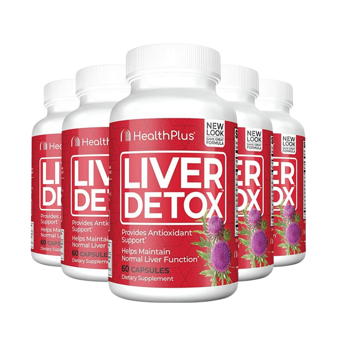 5-Pack Health Plus Liver Detox Cleanse Supports Antioxidant Support-300 Capsules