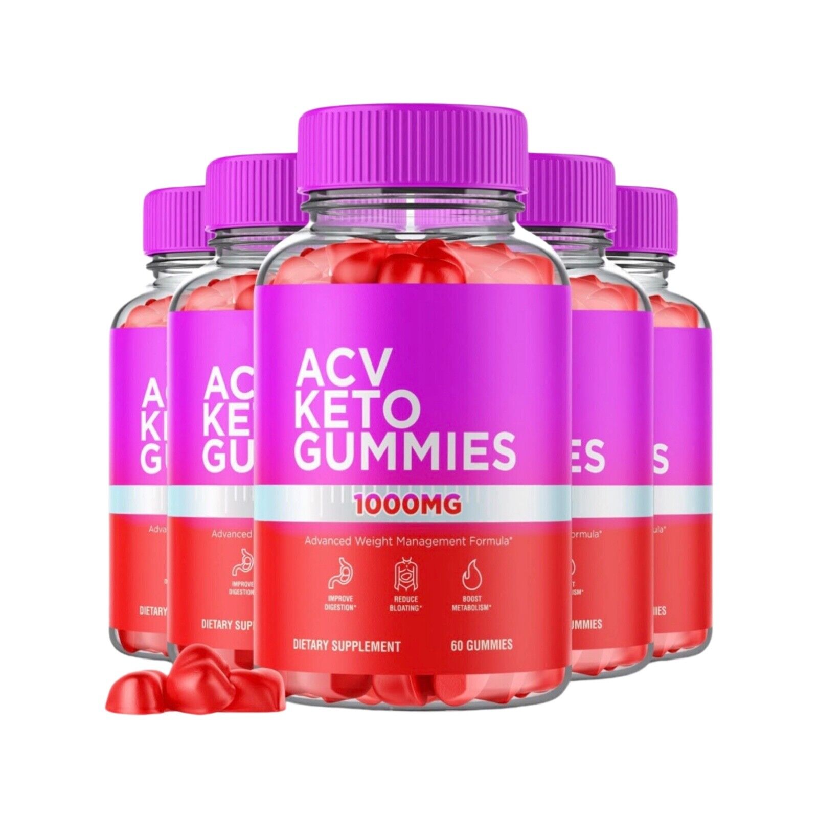 5-Pack ACV Keto Gummies,ACV+Keto, Apple Cider Vinegar Gummies (300 Gummies)