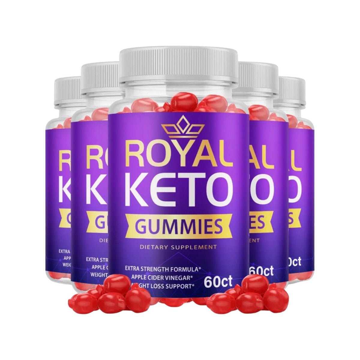 5-Pack Royal Keto Gummies - Advanced Weight Loss, Vegan, Non GMO (300 Gummies)