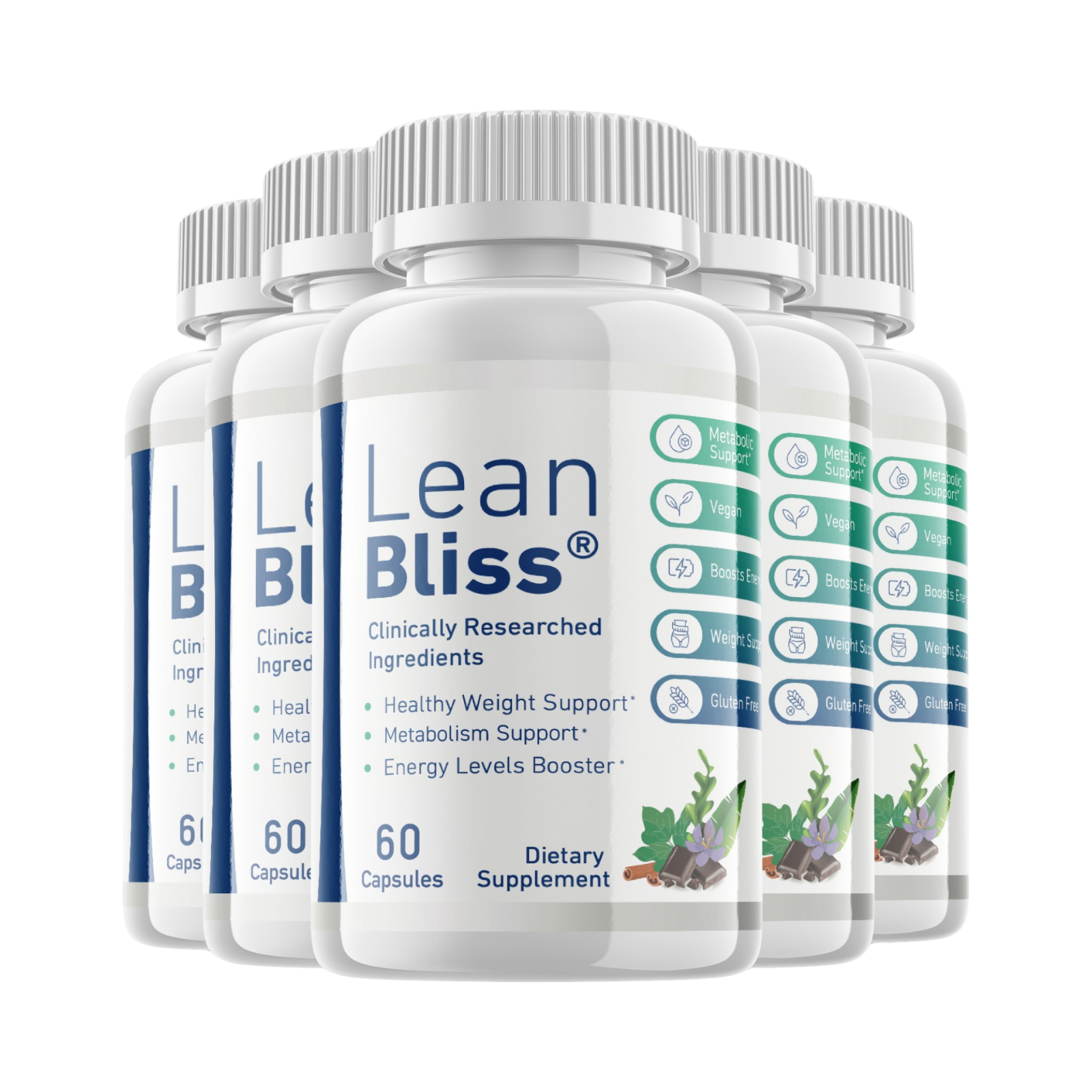 5-Pack Lean Bliss Weight Loss Pills, LeanBliss to Burn Fat - 300 Capsules