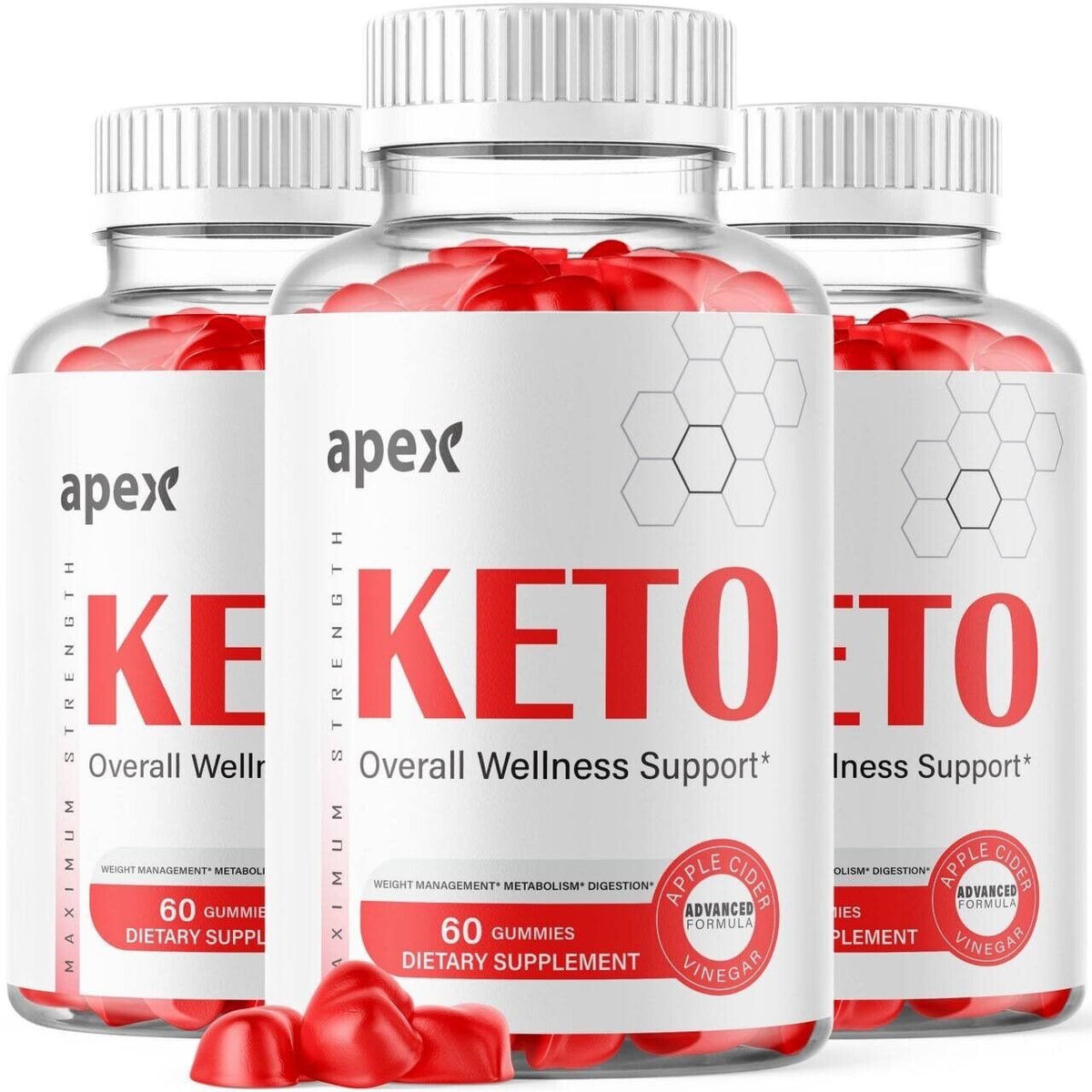 (3 Pack) Apex Keto Gummies, Ketos Apple Cider Vinegar Gummies (180 Gummies)