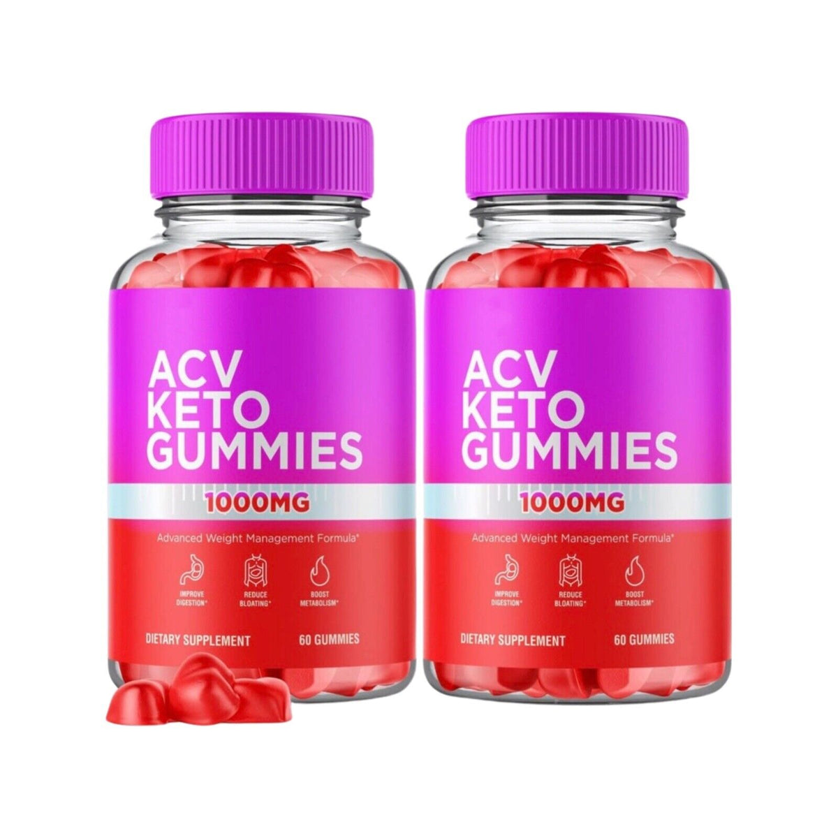 2-Pack ACV Keto Gummies,ACV+Keto, Apple Cider Vinegar Gummies (120 Gummies)