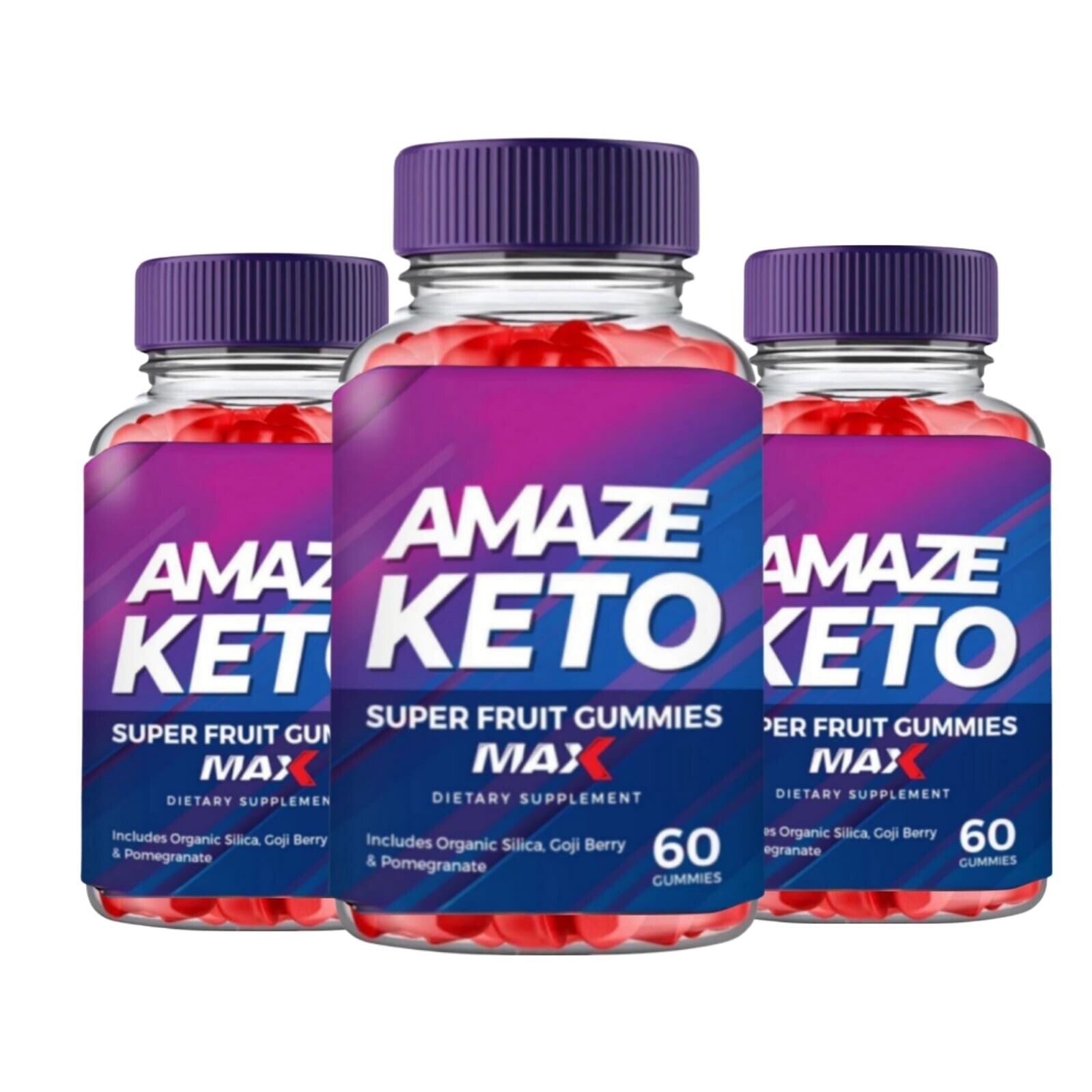 3-Pack Amaze Keto Max Gummies - Vegan, Weight Loss Supplement - 180 Gummies