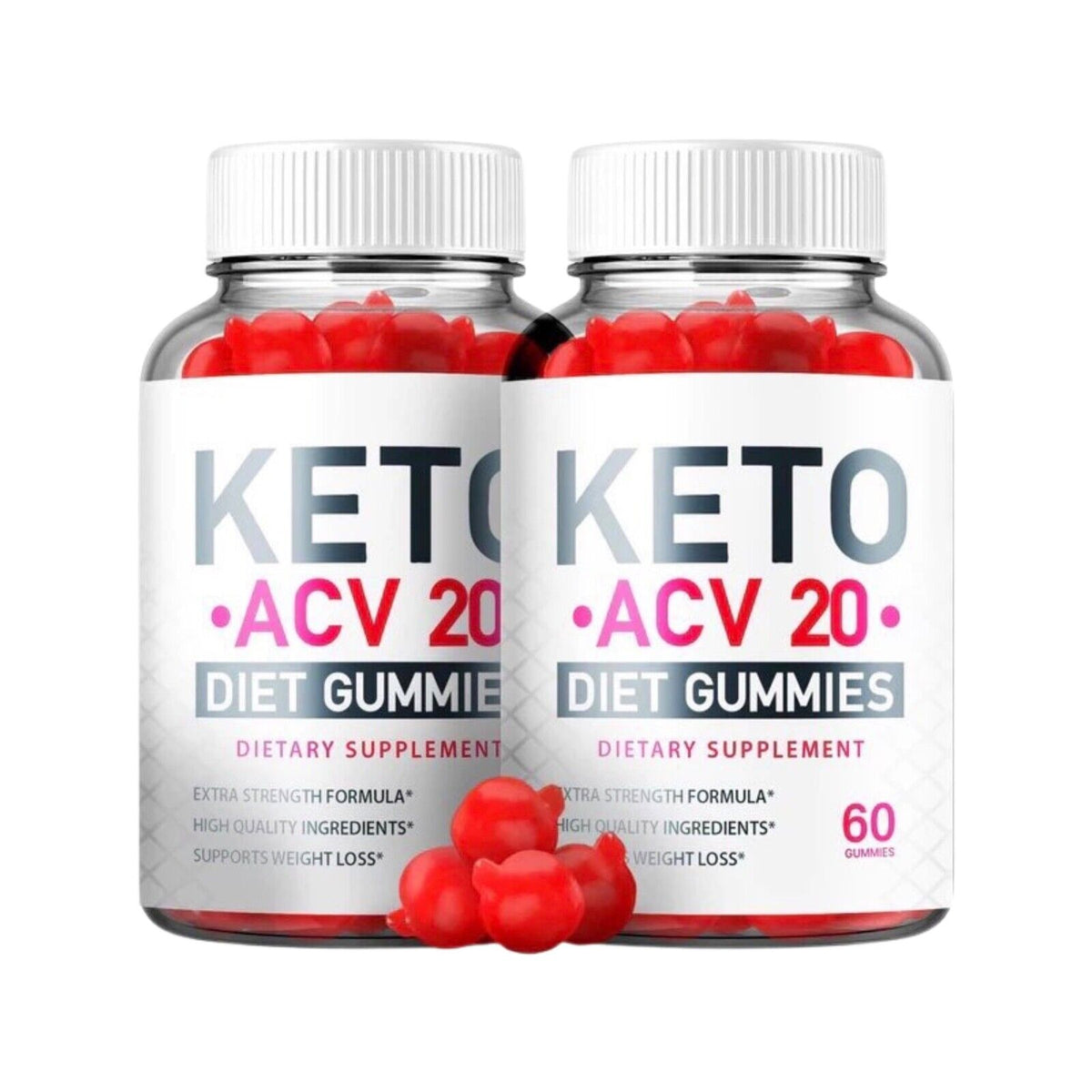 2-Pack Keto ACV 20 Gummies, Weight Loss, Keto ACV 20 Diet Gummies (120 Gummies)