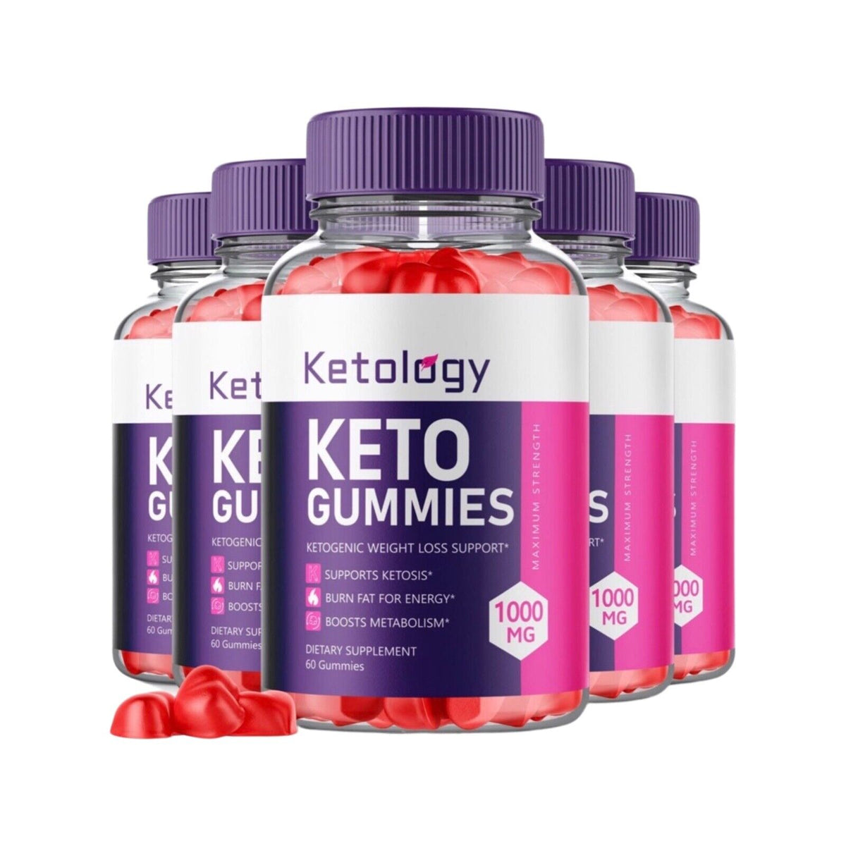 5-Pack Ketology Keto Gummies - Advanced Weight Loss, Vegan, Non GMO(300 Gummies)