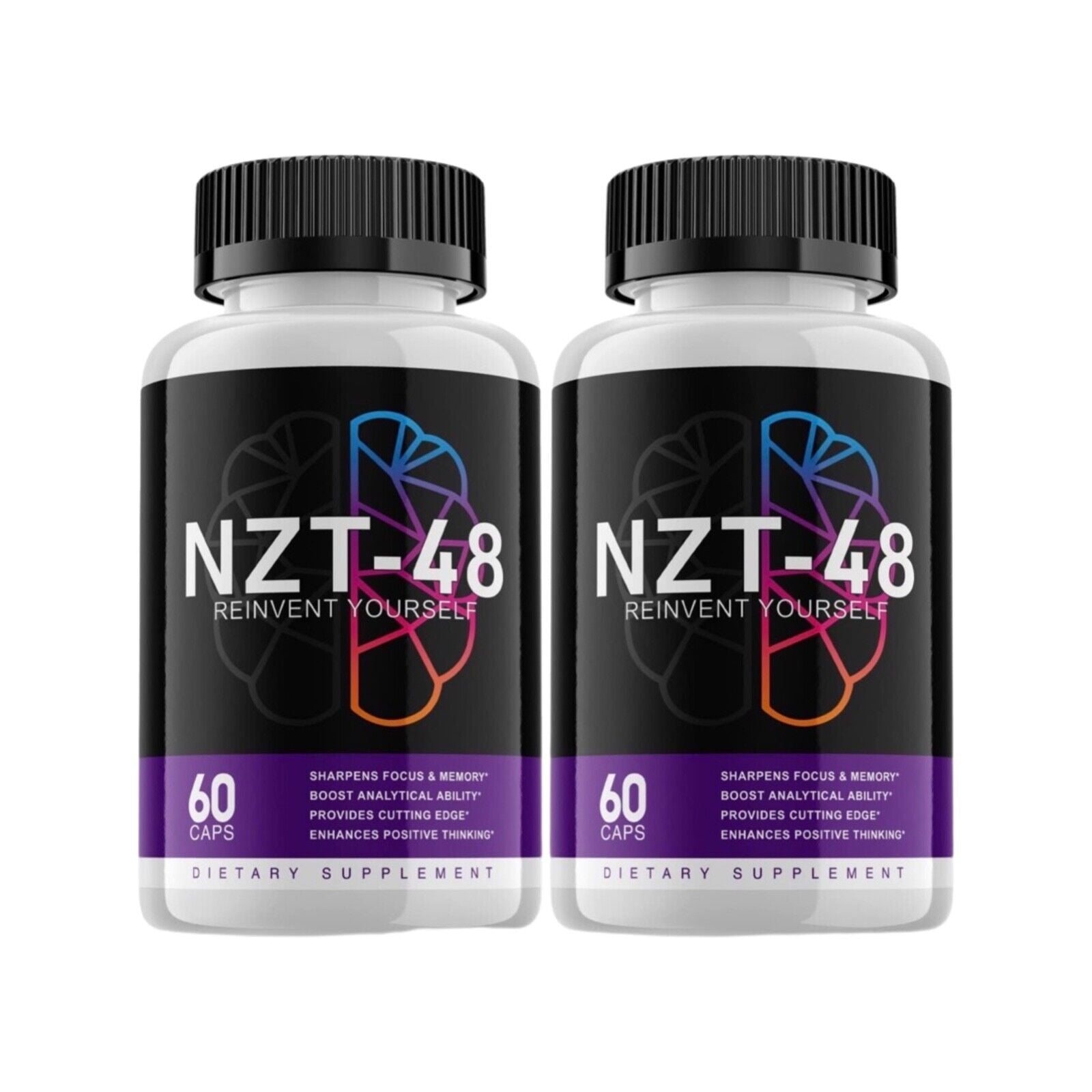 2-Pack NZT-48 Brain Booster, Focus, Memory, Function, Clarity- 120 Capsules