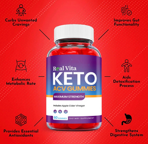 5-Pack Real Vita Keto ACV Gummies, Vegan,Apple Cider Vinegar Gummies-300 Gummies