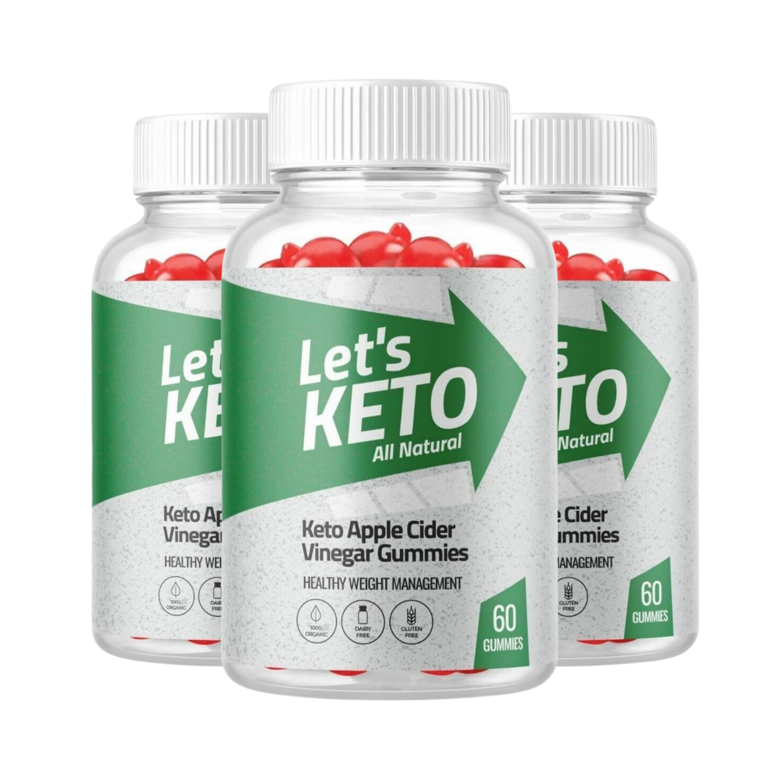 3-Pack Let's Keto ACV Gummies, Apple Cider Vinegar Gummies - 180 Gummies