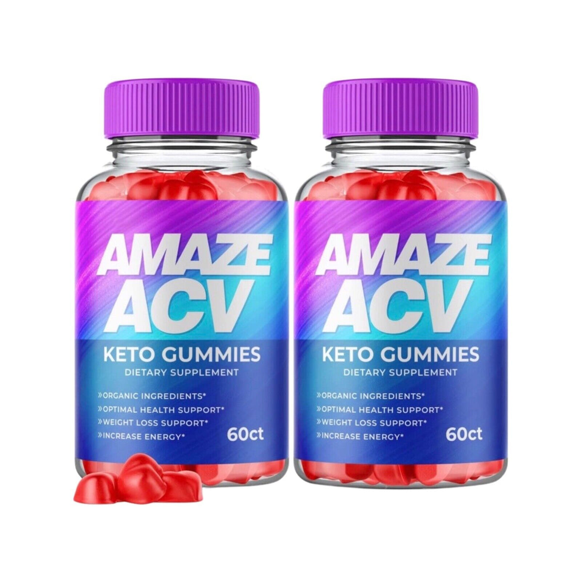 2-Pack Amaze ACV Keto Gummies - Vegan, Weight Loss Supplement - 120 Gummies