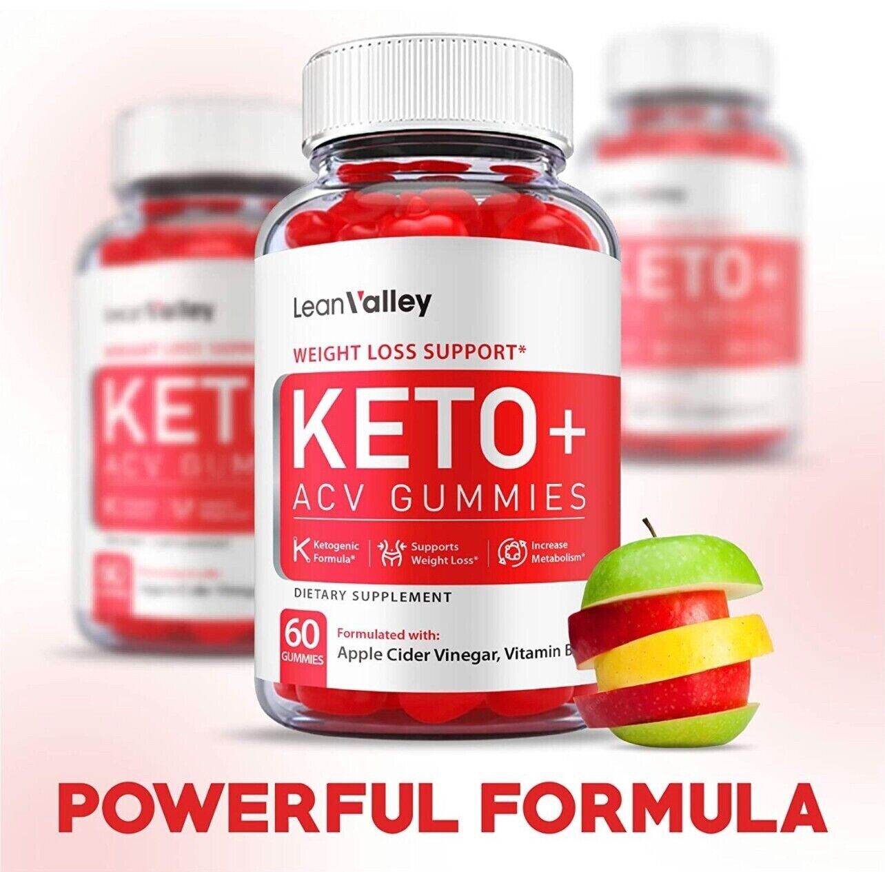 3-Pack Lean Valley Keto ACV Gummies, Weight Loss, Vegan, Fat Burner-180 Gummies