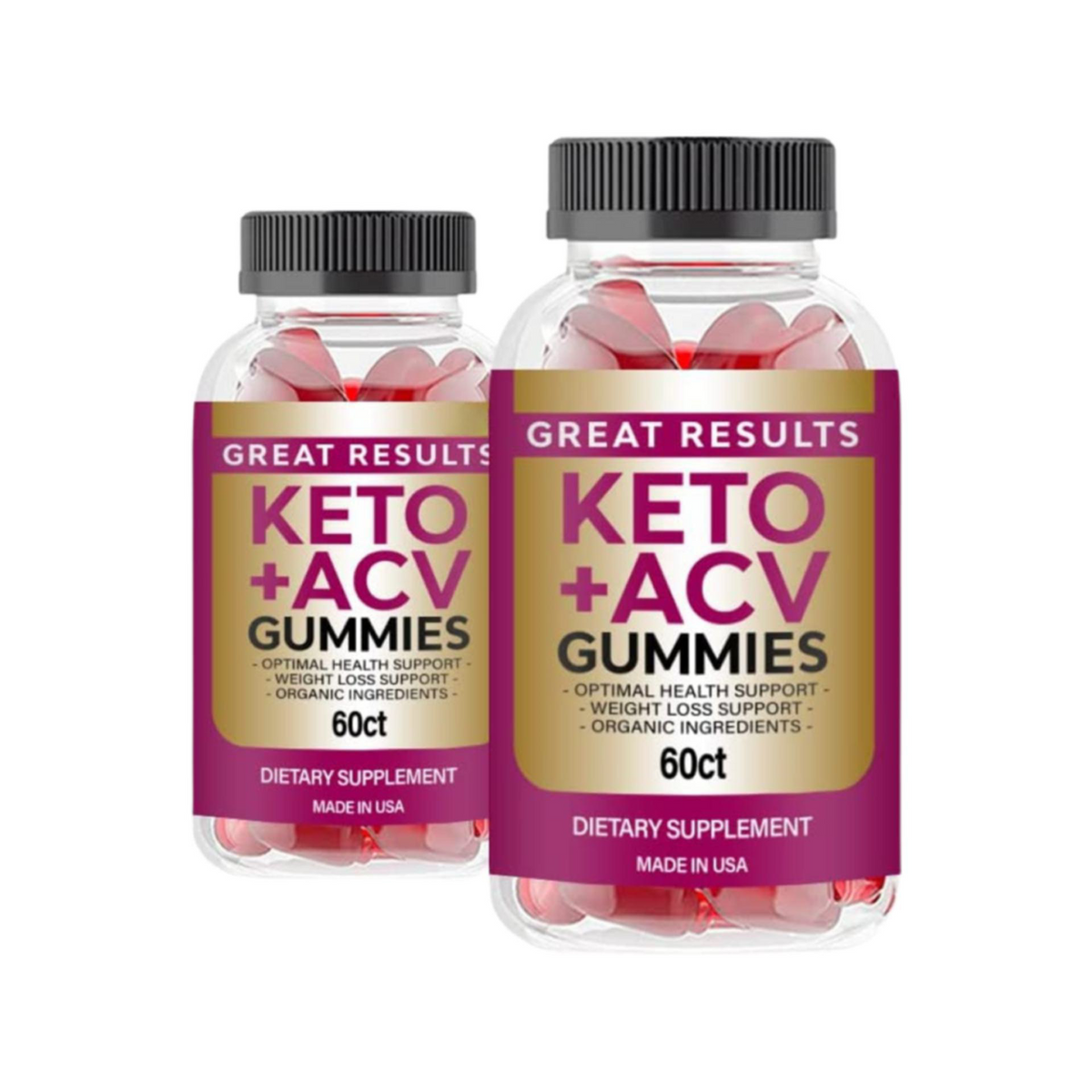 2-Pack Great Results Keto ACV Gummies, Vegan, Advanced Weight Loss (120 Gummies)